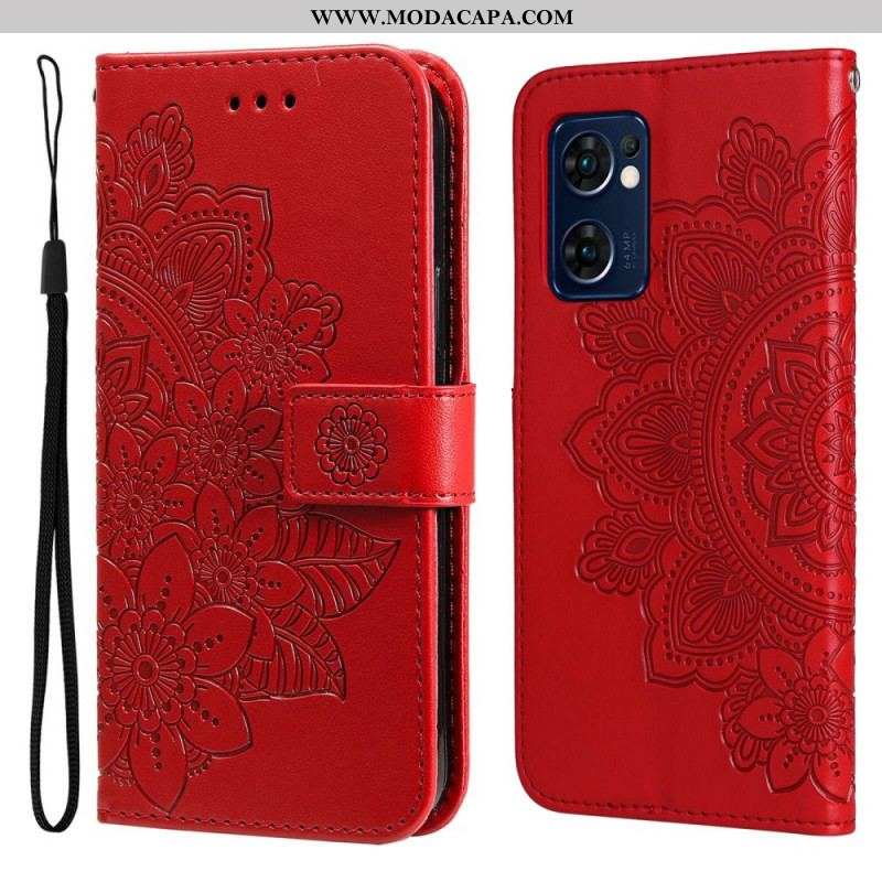 Capa Flip Para Oppo Find X5 Lite Mandala Com Cordão