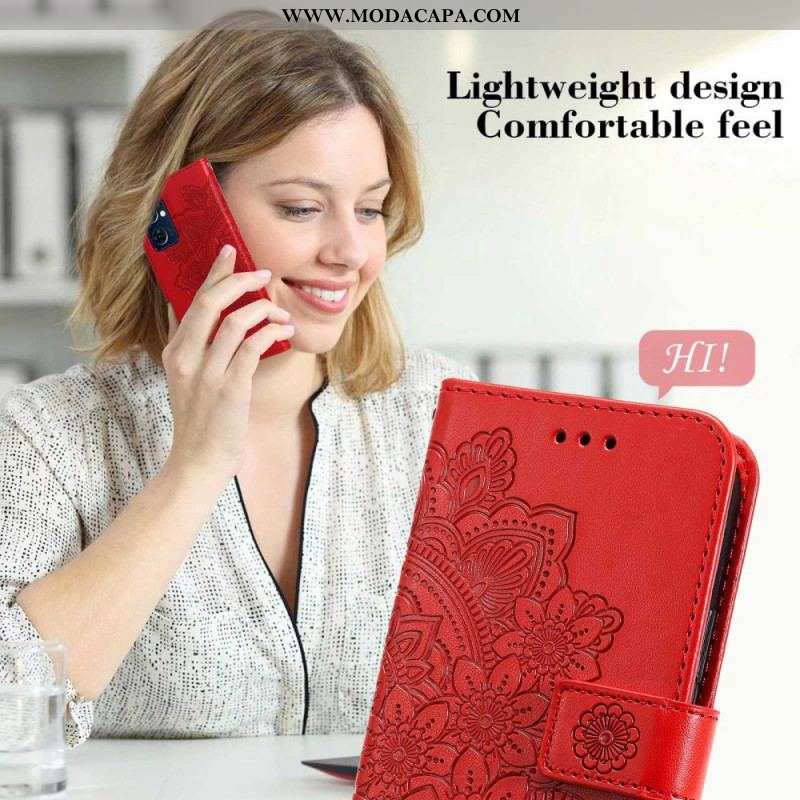 Capa Flip Para Oppo Find X5 Lite Mandala Com Cordão