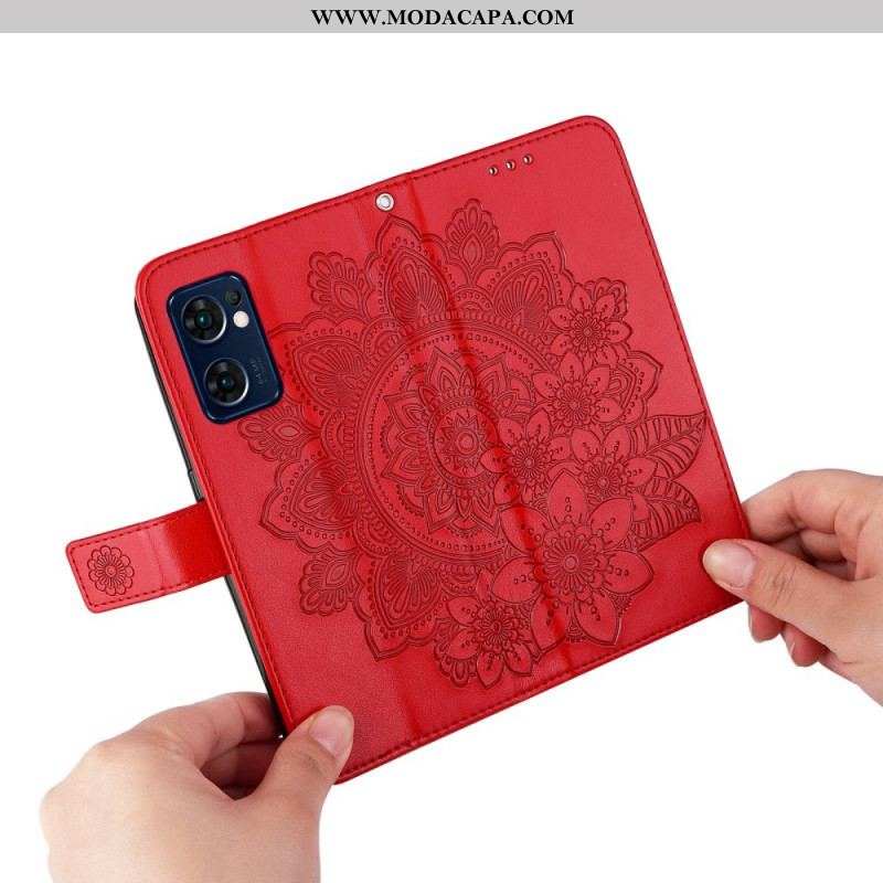 Capa Flip Para Oppo Find X5 Lite Mandala Com Cordão