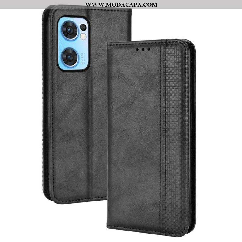 Capa De Celular Para Oppo Find X5 Lite Flip Estilo De Couro Estilizado