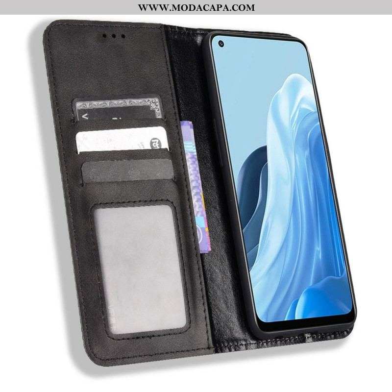 Capa De Celular Para Oppo Find X5 Lite Flip Estilo De Couro Estilizado