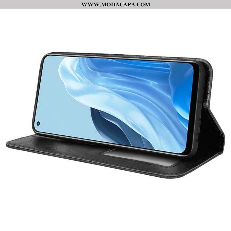 Capa De Celular Para Oppo Find X5 Lite Flip Estilo De Couro Estilizado