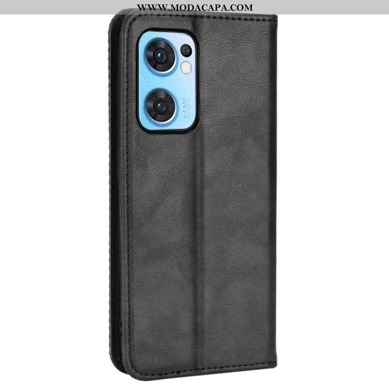 Capa De Celular Para Oppo Find X5 Lite Flip Estilo De Couro Estilizado