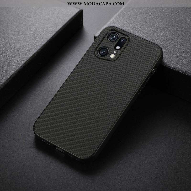 Capa Para Oppo Find X5 Pro Textura De Fibra De Carbono Efeito Couro