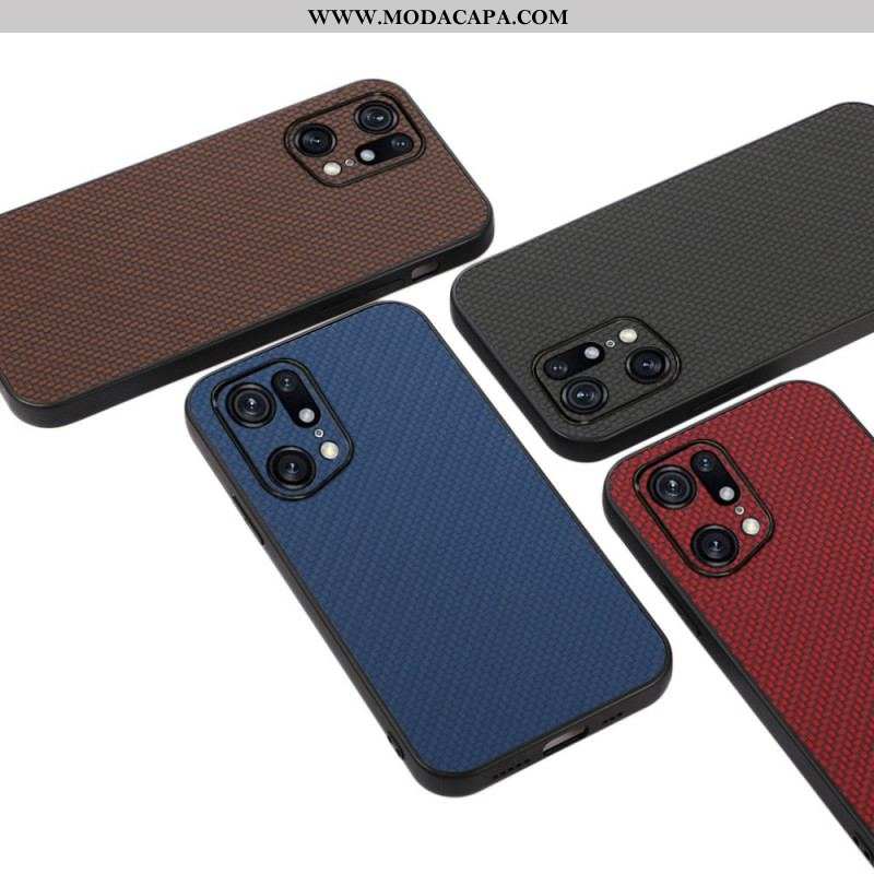 Capa Para Oppo Find X5 Pro Textura De Fibra De Carbono Efeito Couro