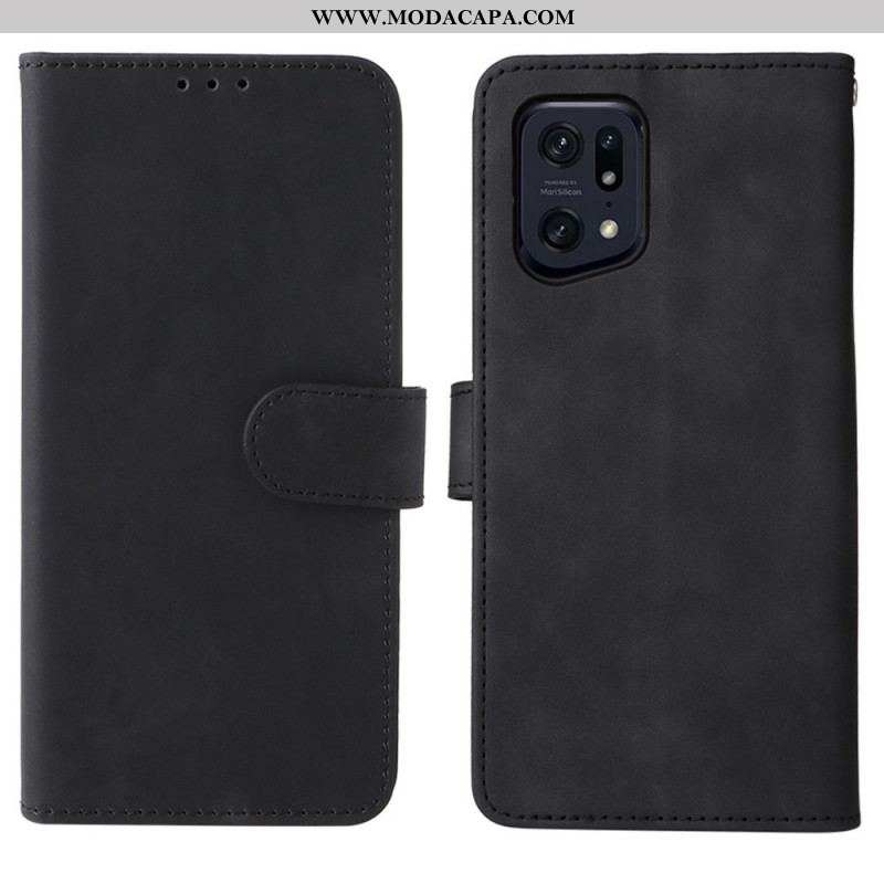 Capa De Couro Para Oppo Find X5 Pro Unidos Vintage