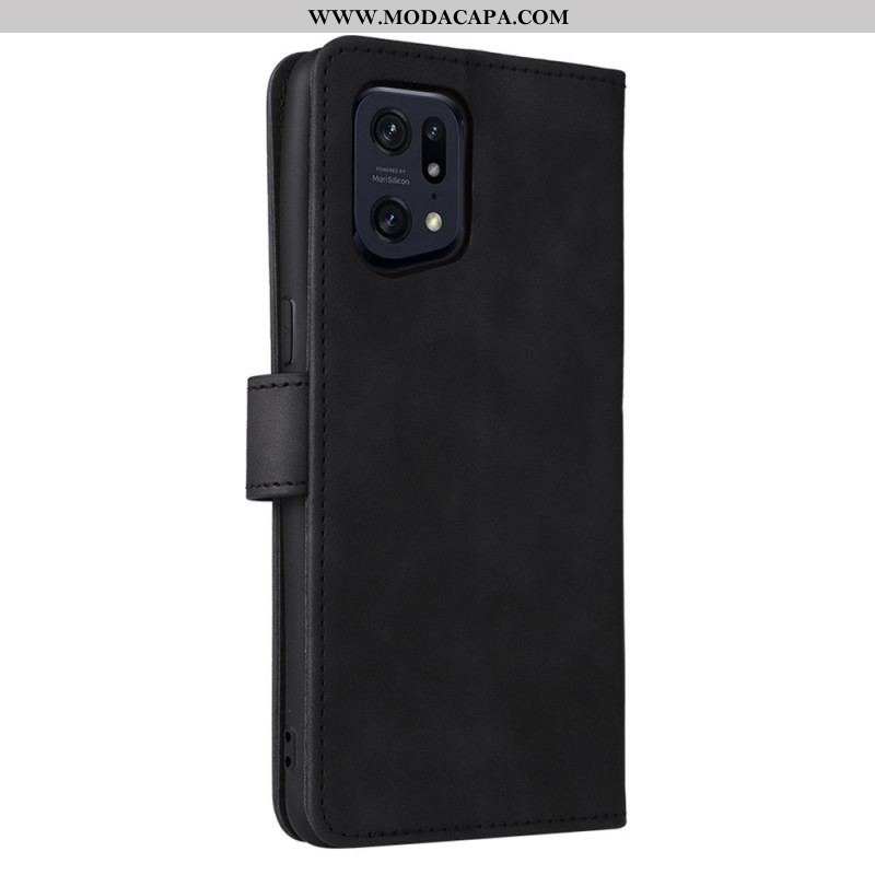 Capa De Couro Para Oppo Find X5 Pro Unidos Vintage