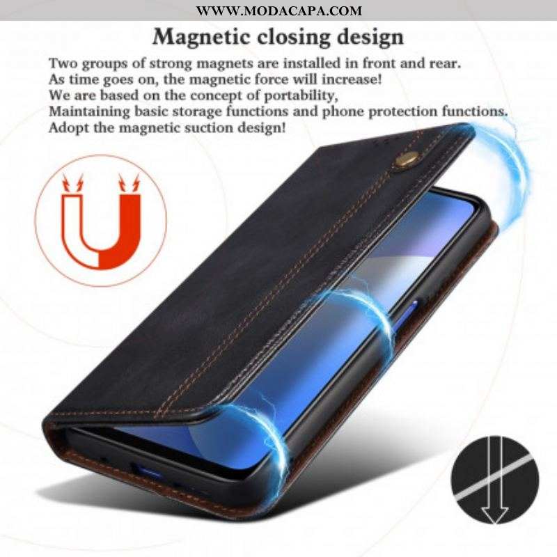 Capa De Celular Para Oppo Reno 6 5G Flip Couro Sintético Encerado