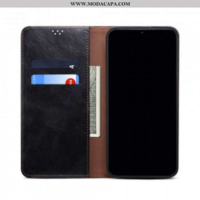 Capa De Celular Para Oppo Reno 6 5G Flip Couro Sintético Encerado