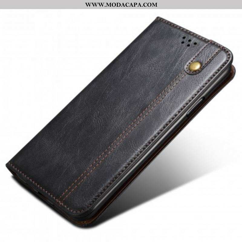 Capa De Celular Para Oppo Reno 6 5G Flip Couro Sintético Encerado