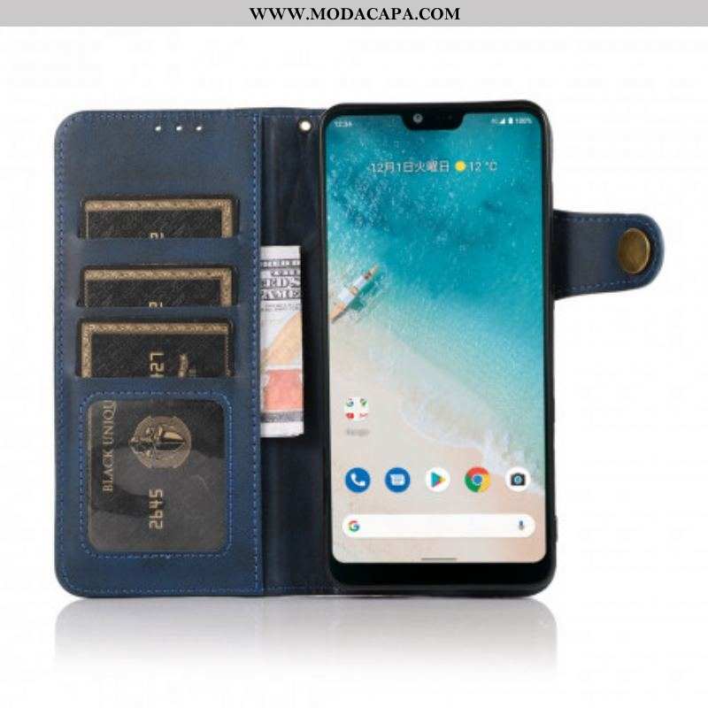 Capa De Couro Para Oppo Reno 6 5G Botão Magnético Khazneh