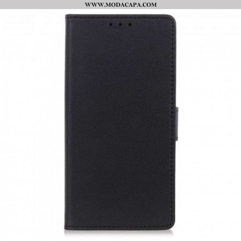 Capa Flip Para Oppo Reno 6 5G Efeito Couro Clássico Simples