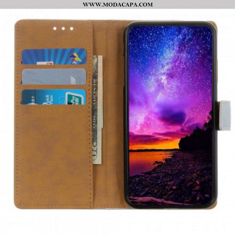 Capa Flip Para Oppo Reno 6 5G Couro Sintético Liso