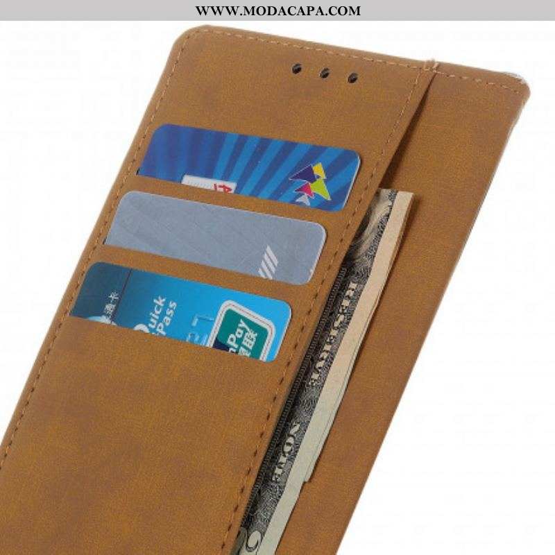 Capa Flip Para Oppo Reno 6 5G Couro Sintético Liso