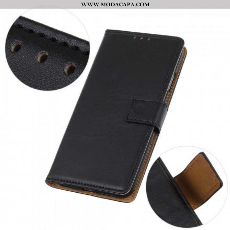 Capa Flip Para Oppo Reno 6 5G Couro Sintético Liso