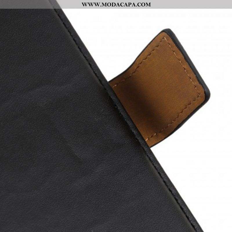 Capa Flip Para Oppo Reno 6 5G Couro Sintético Liso