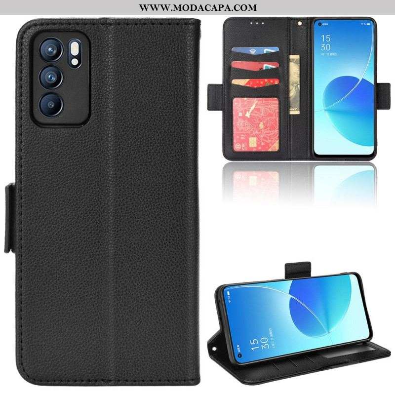 Capa Flip Para Oppo Reno 6 5G De Couro Aba Dupla Novas Cores