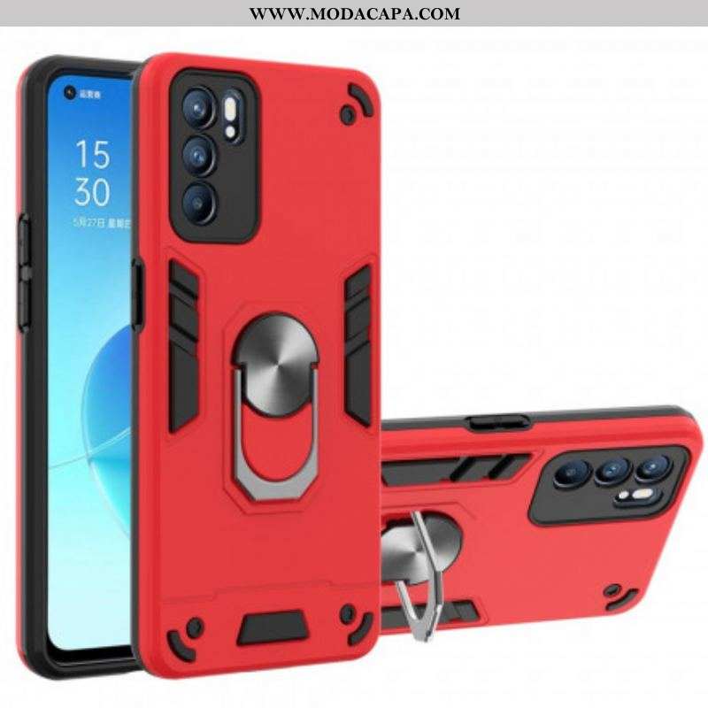 Capa Para Oppo Reno 6 5G Porta-anel Destacável