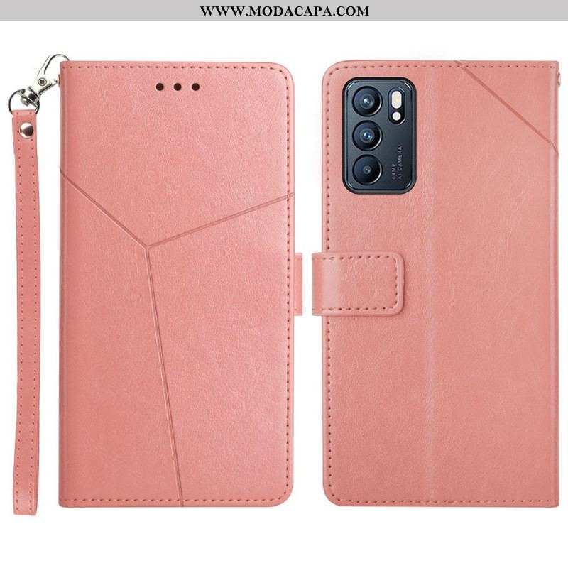 Capa Flip Para Oppo Reno 6 5G Estilo Couro Geo Y Design