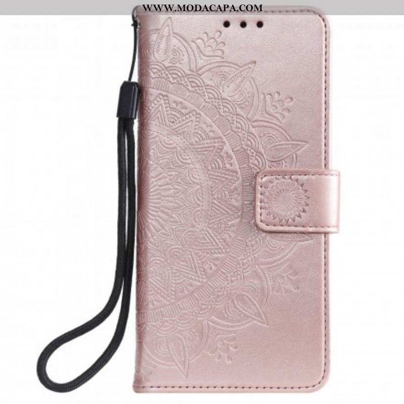 Capa De Couro Para Oppo Reno 6 5G Mandala Do Sol