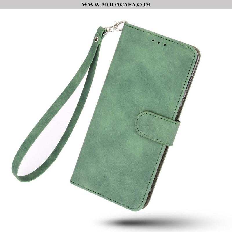 Capa Flip Para Oppo Reno 6 Pro 5G De Cordão Correia De Cor De Couro Sintético