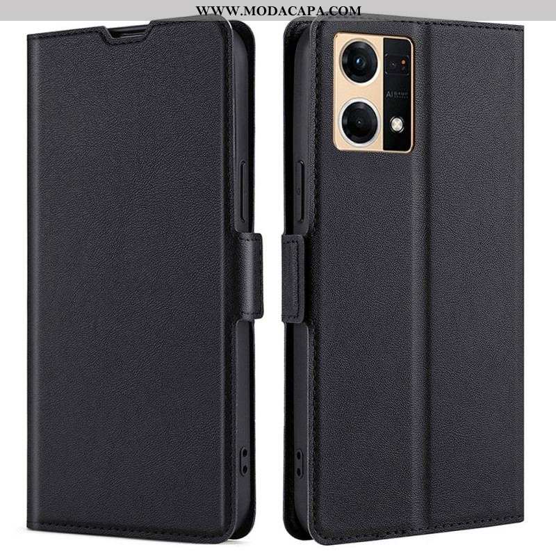 Capa Flip Para Oppo Reno 7 Fecho Duplo Finesse