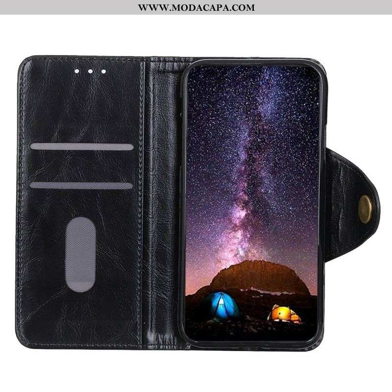 Capa Flip Para Oppo Reno 7 Botão Envernizado Imitação De Couro Khazneh