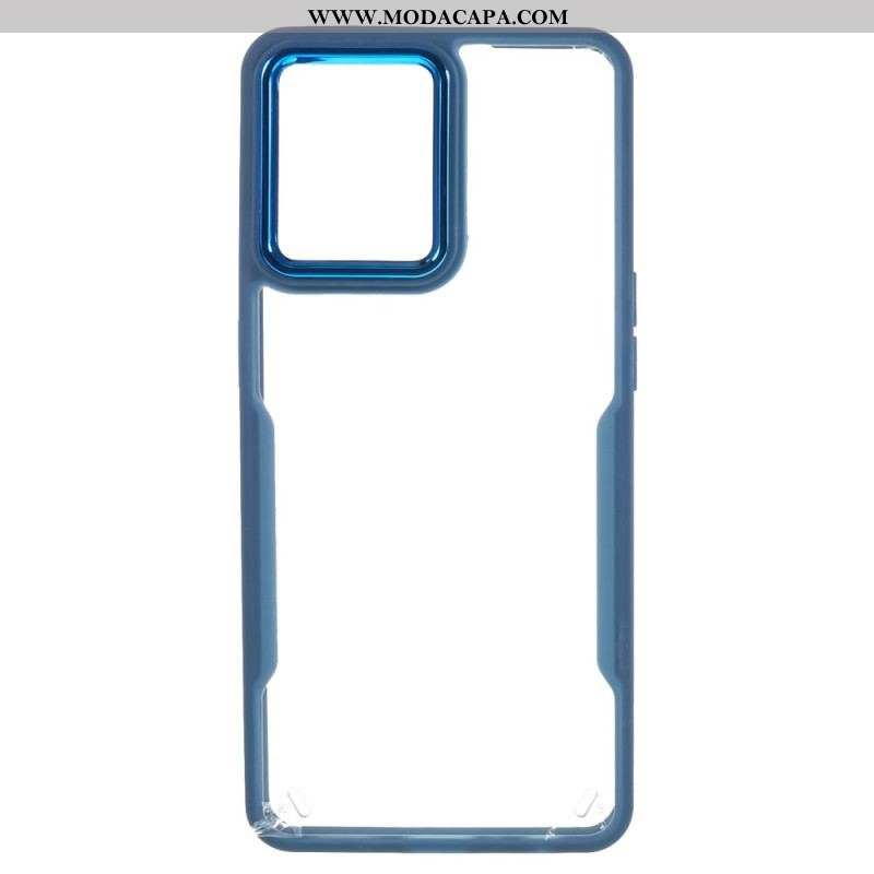 Capa Para Oppo Reno 7 Acrílico Transparente E Contorno Colorido