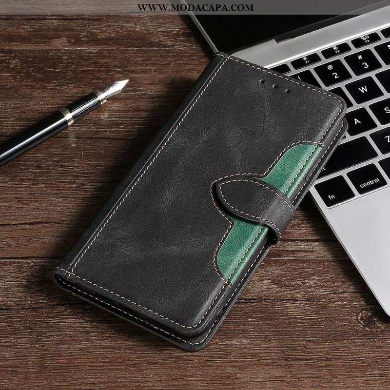 Capa Flip Para Oppo Reno 7 Floral Bicolor