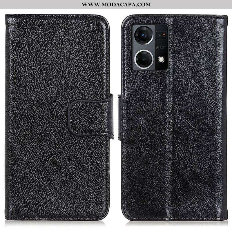 Capa De Couro Para Oppo Reno 7 Couro Nappa Dividido