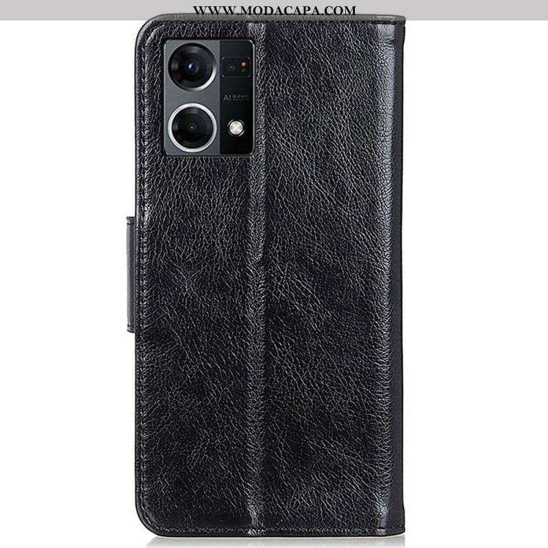 Capa De Couro Para Oppo Reno 7 Couro Nappa Dividido