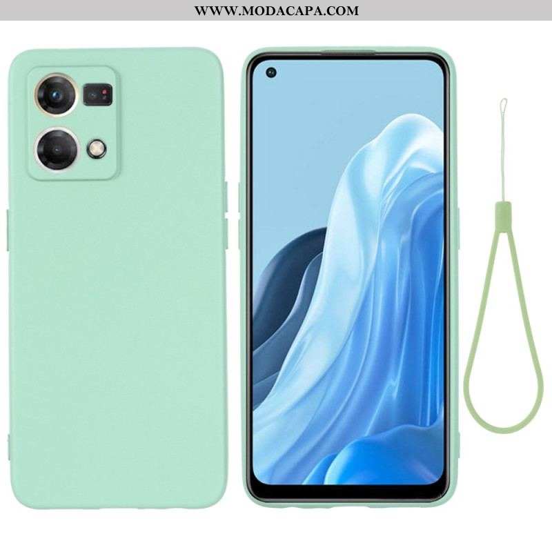 Capa Para Oppo Reno 7 Silicone Líquido Com Cordão