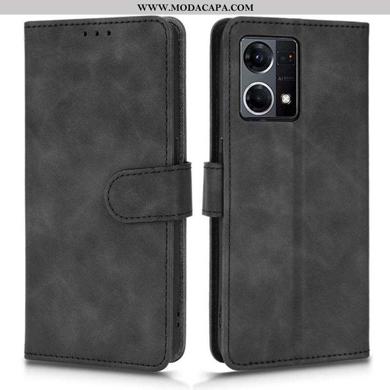 Capa De Couro Para Oppo Reno 7 De Cordão Strappy Skin-touch