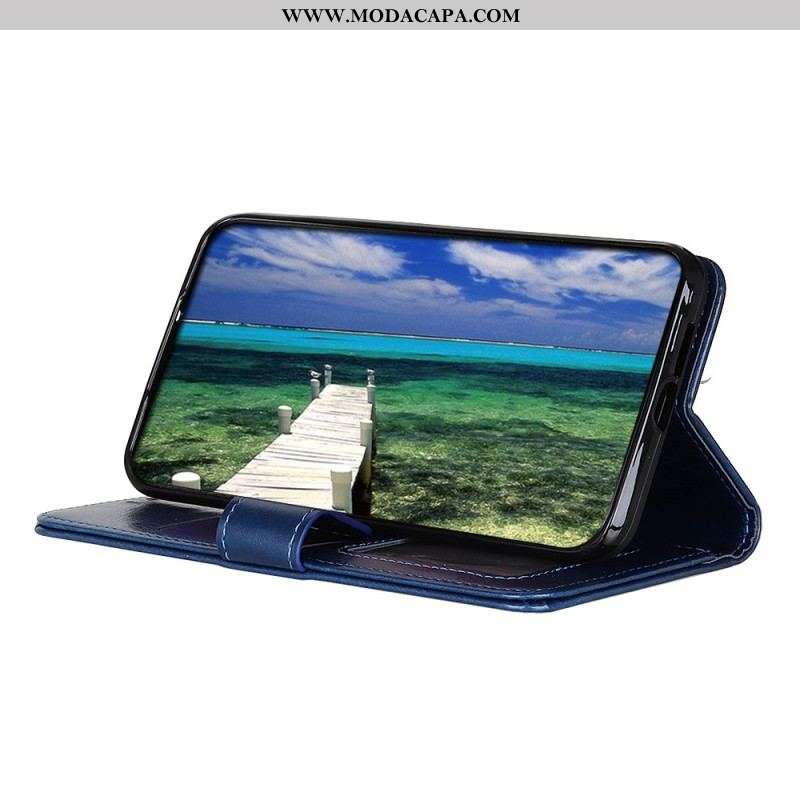 Capa Flip Para Oppo Reno 8 Lite Refinamento De Couro Sintético