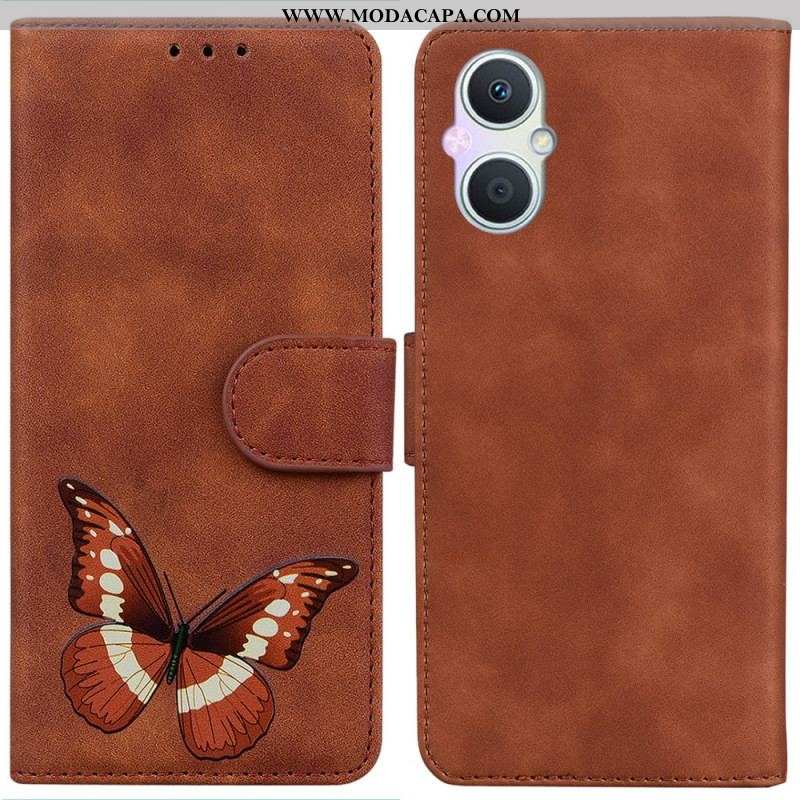 Capa De Couro Para Oppo Reno 8 Lite Borboleta