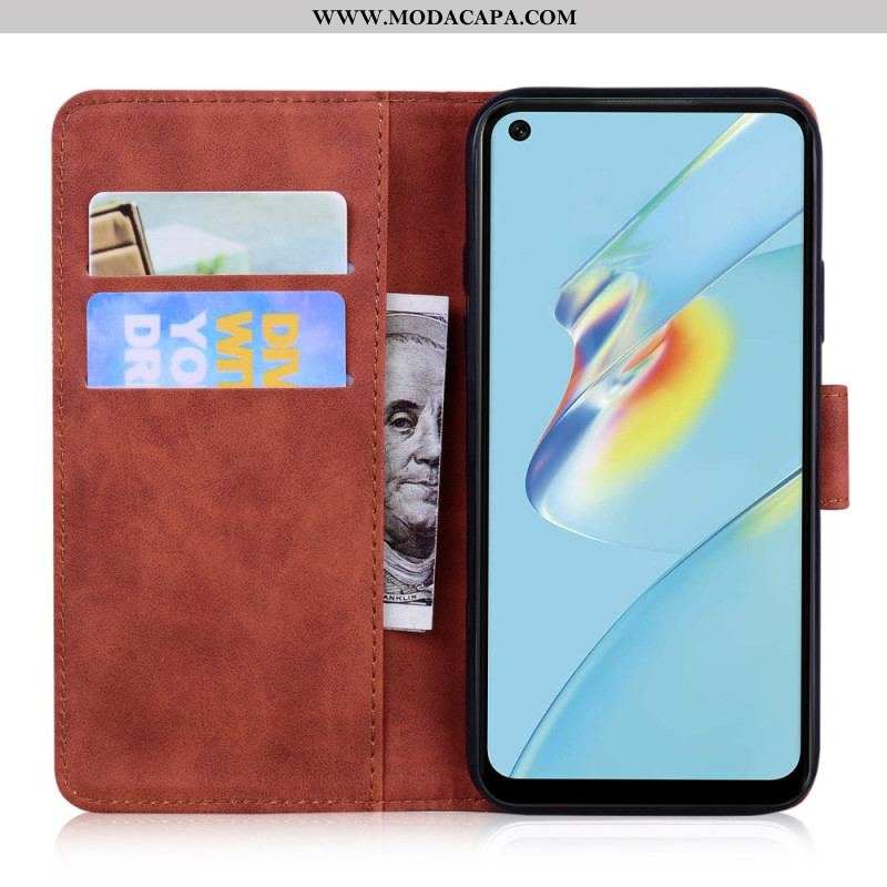 Capa De Couro Para Oppo Reno 8 Lite Borboleta