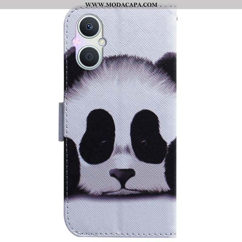 Capa Em Pele Para Oppo Reno 8 Lite Panda