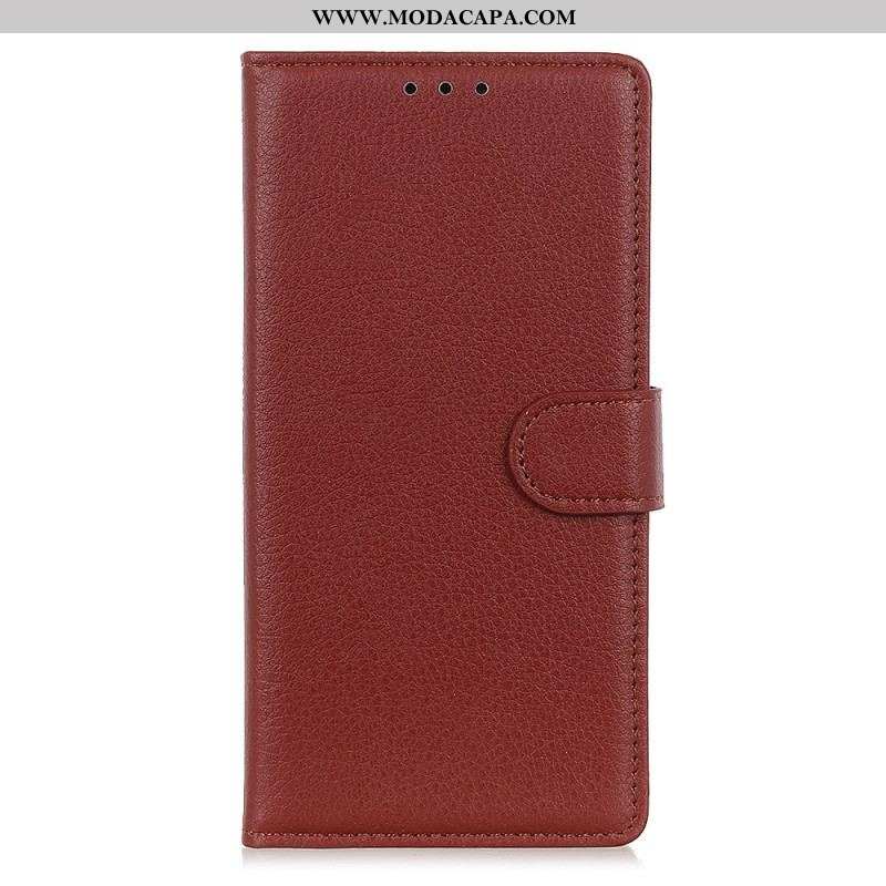 Capa Folio Para Oppo Reno 8 Lite Estilo Tradicional De Couro Lichia