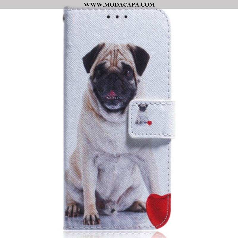 Capa De Couro Para Oppo Reno 8 Lite Cachorro Pug