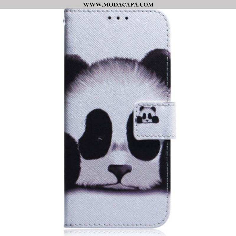 Capa Em Pele Para Oppo Reno 8 Panda Com Cordão