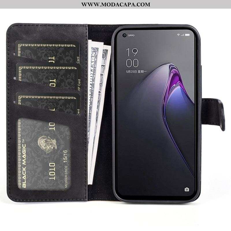 Capa De Couro Para Oppo Reno 8 Padrão Gráfico