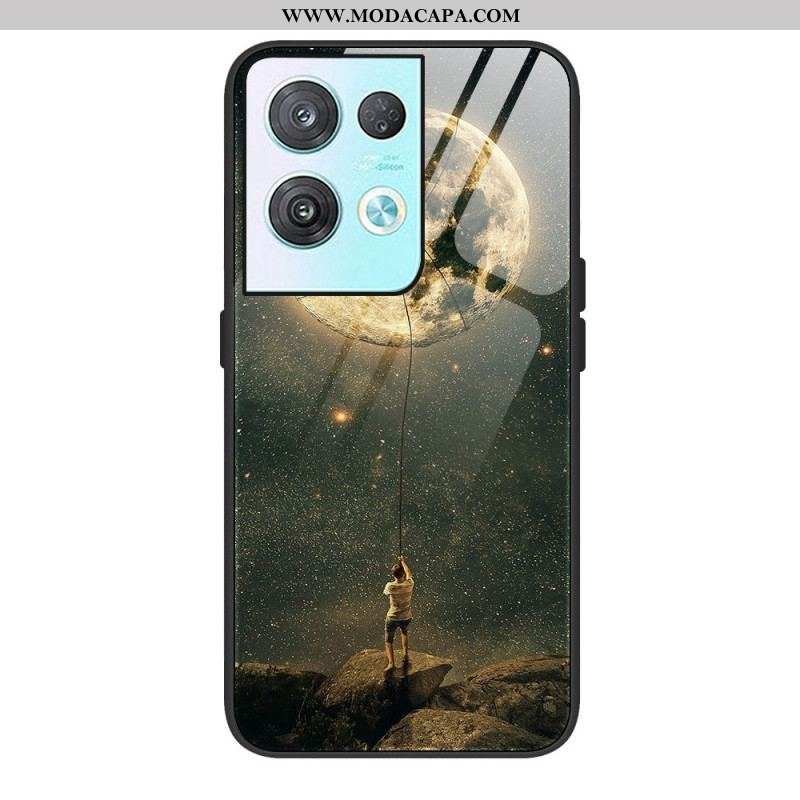 Capa De Celular Para Oppo Reno 8 Vidro Temperado Do Homem Da Lua