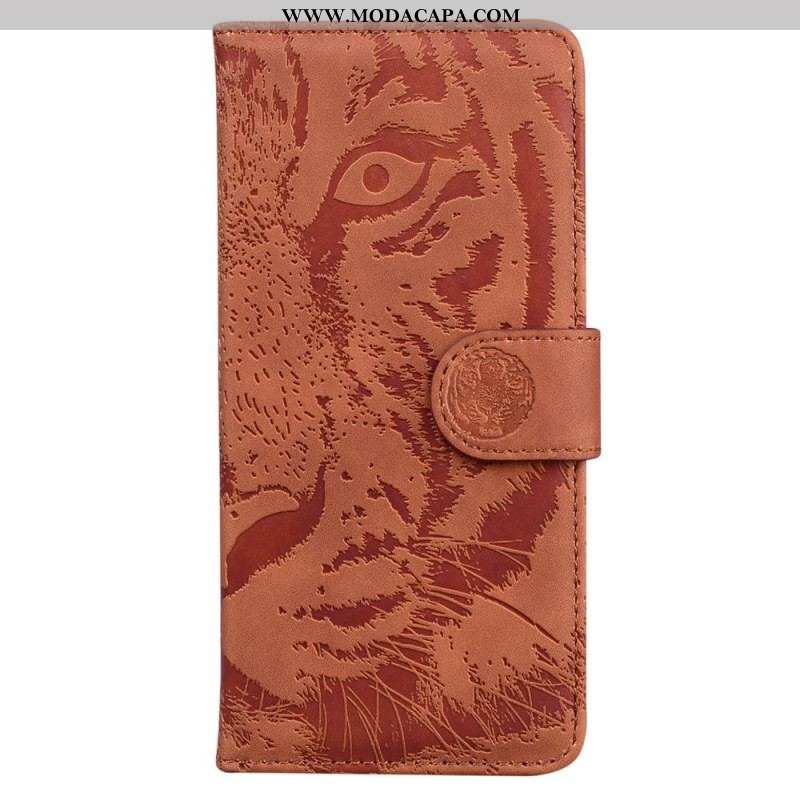 Capa De Couro Para Oppo Reno 8 Pegada De Tigre