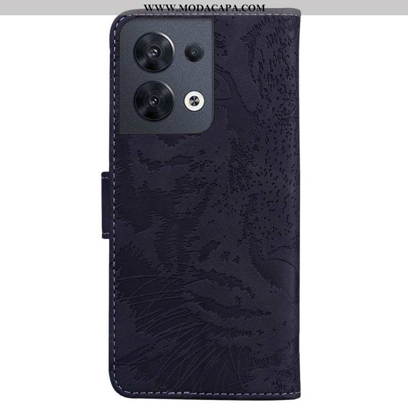 Capa De Couro Para Oppo Reno 8 Pegada De Tigre