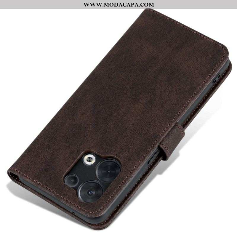 Capa Flip Para Oppo Reno 8 Pro Efeito Couro Vintage Azns