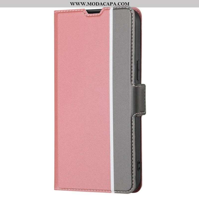 Capa De Couro Para Oppo Reno 8 Pro Dois Tons