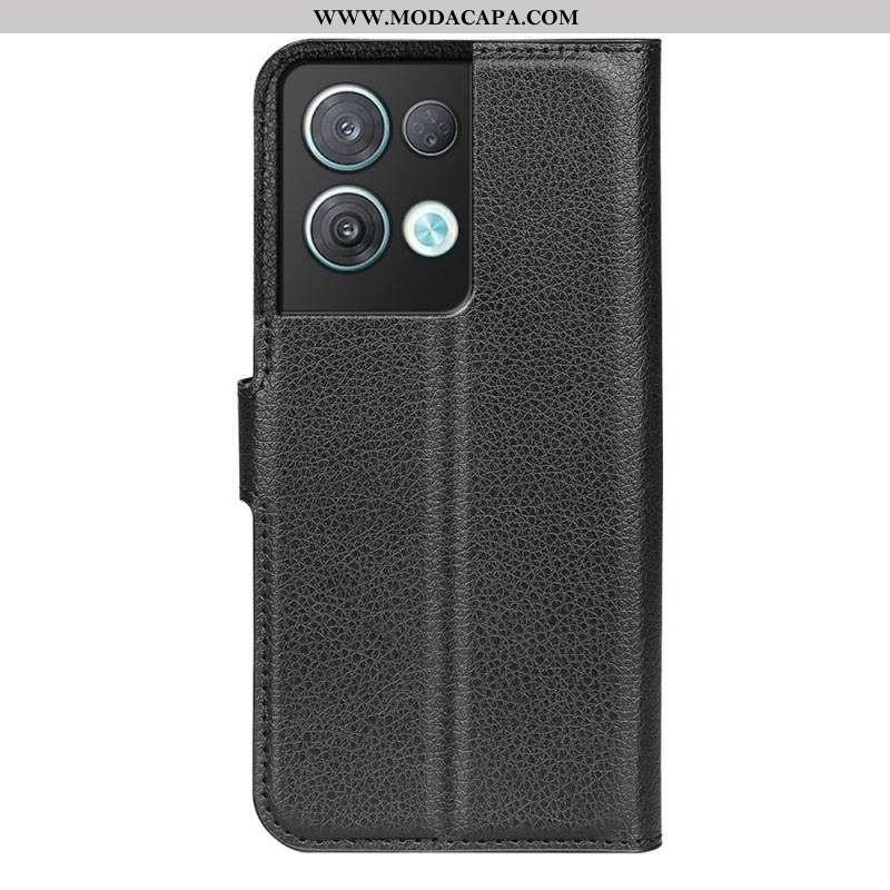 Capa De Couro Para Oppo Reno 8 Pro Clássico