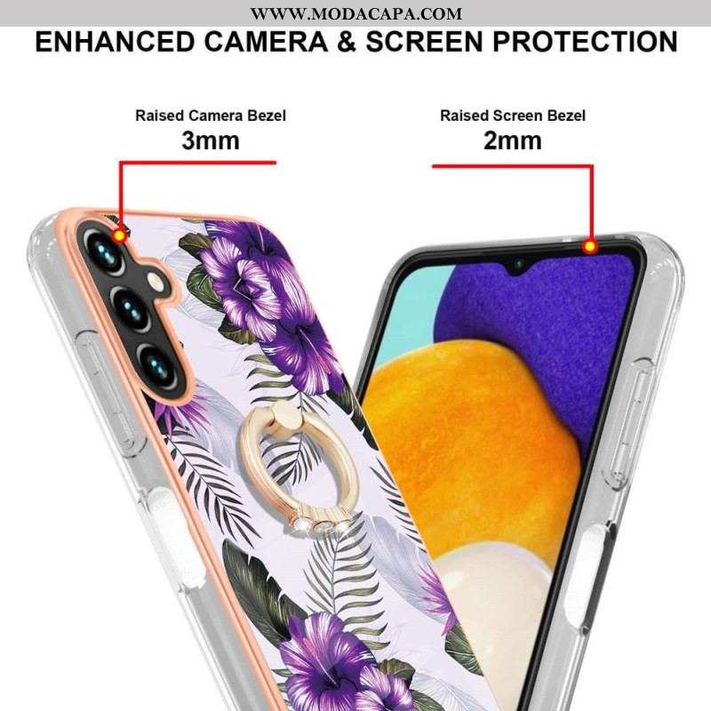 Capa Para Samsung Galaxy A13 5G / A04s Flores De Suporte De Anel