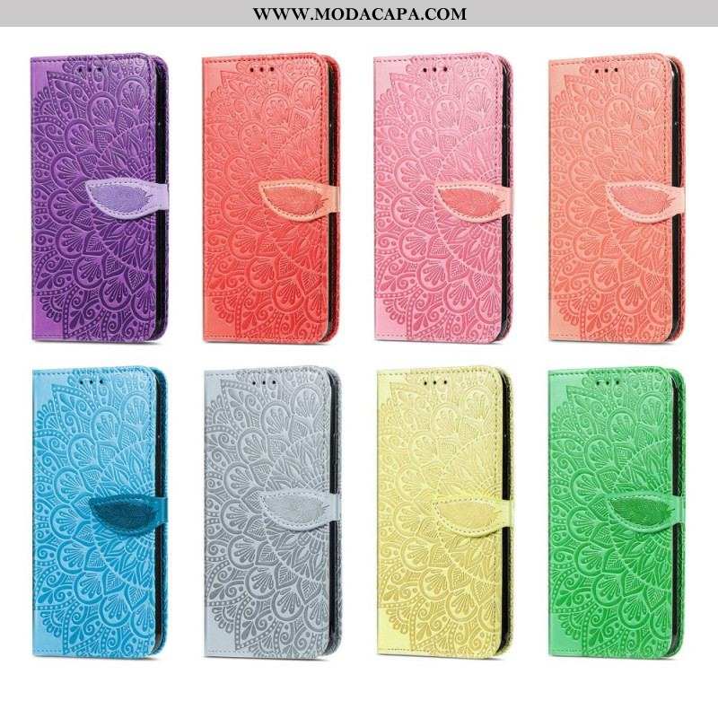 Capa Em Pele Para Samsung Galaxy A13 5G / A04s Folhas Tribais