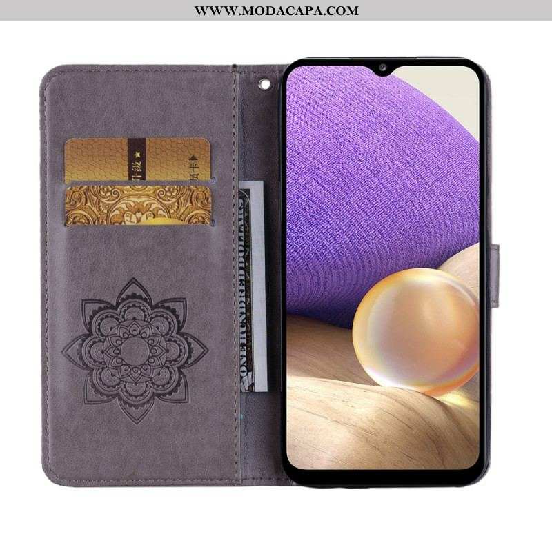 Capa Flip Para Samsung Galaxy A13 5G / A04s Coruja Mandala E Charme